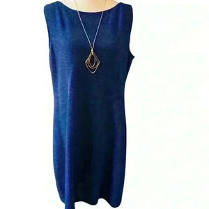 St. John bateau neckline midi length royal blue tweed dress size 16